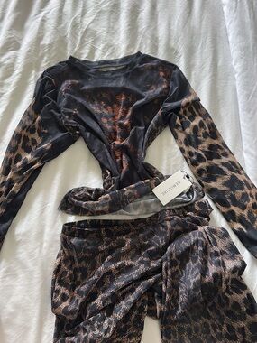 Animal Print Two-Piece Set - Black & Brown